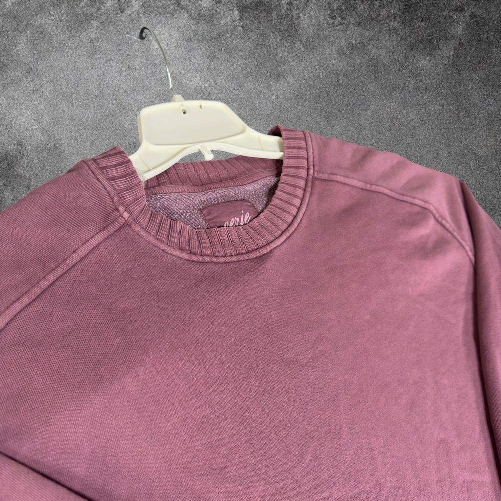 Aerie Womens Small Oversized Crewneck Sweatshirt Mauve Pink Ribbed Cozy Pullover